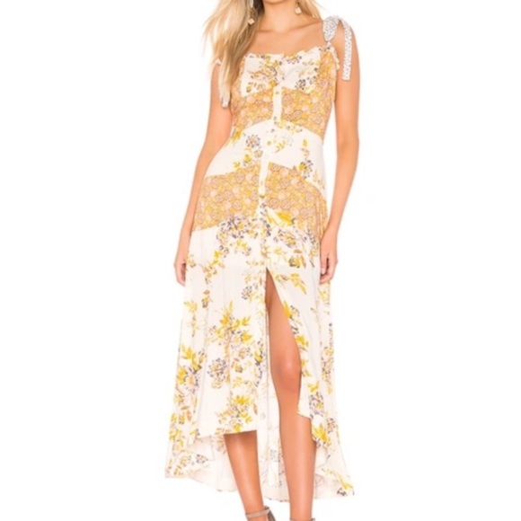 Free People Lover Boy Floral Maxi Dress Patchwork Button Flowy Cottagecore 10 - Picture 1 of 11